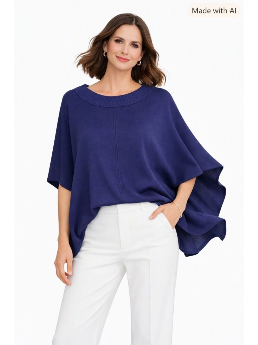NWT Joh Poncho Cape Coat Jersey Sweater Soft Knit Fabric Relaxed Fit Minimalist